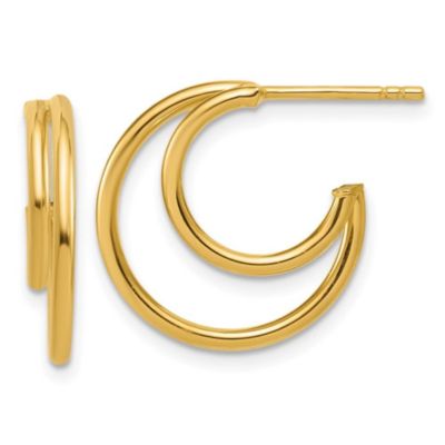 Belk & Co 14K Yellow Gold Polished 2-row J-Hoop Post Earrings