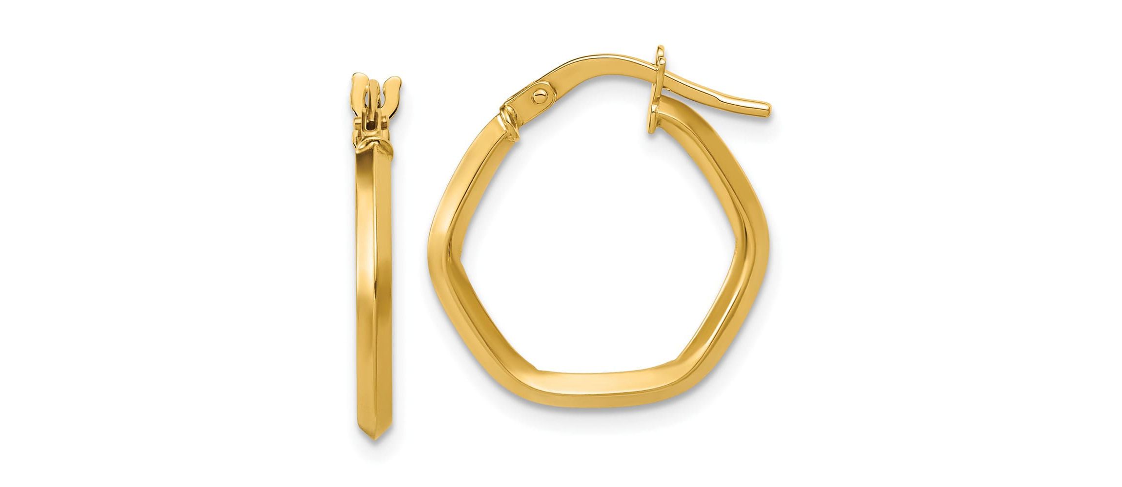 14K Yellow Gold Polished Geometric Hoop Earrings