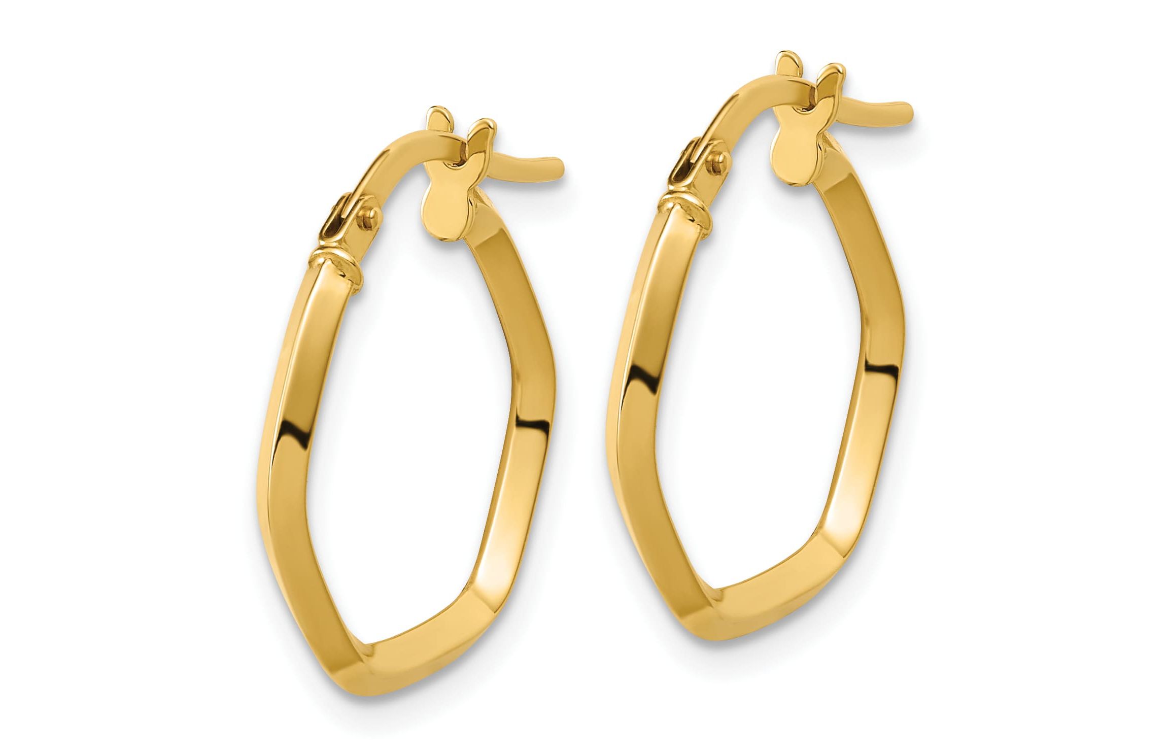 14K Yellow Gold Polished Geometric Hoop Earrings
