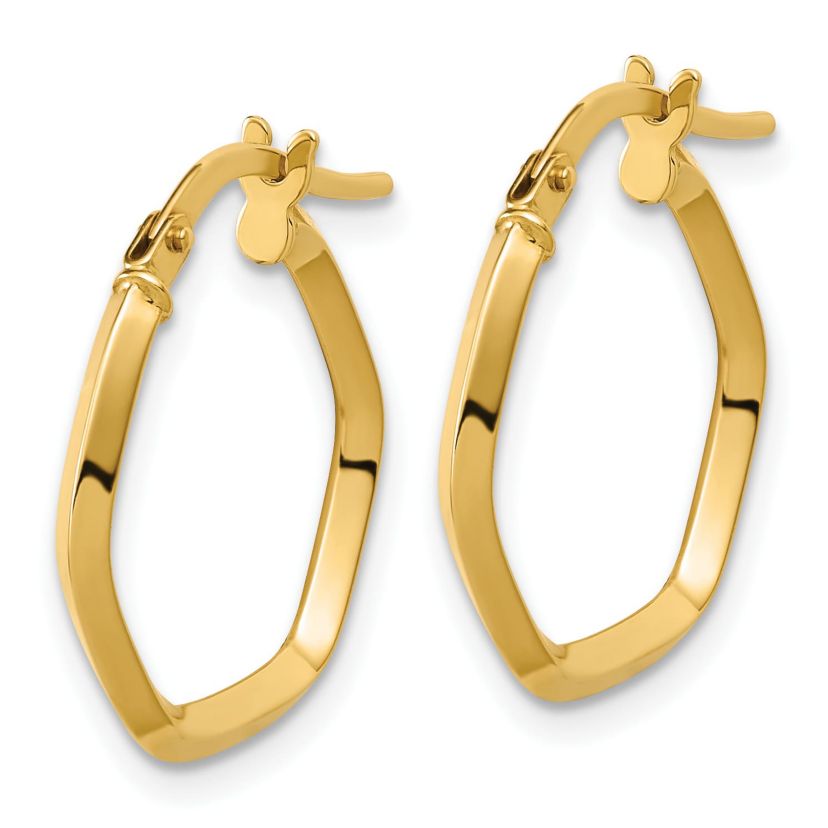 14K Yellow Gold Polished Geometric Hoop Earrings
