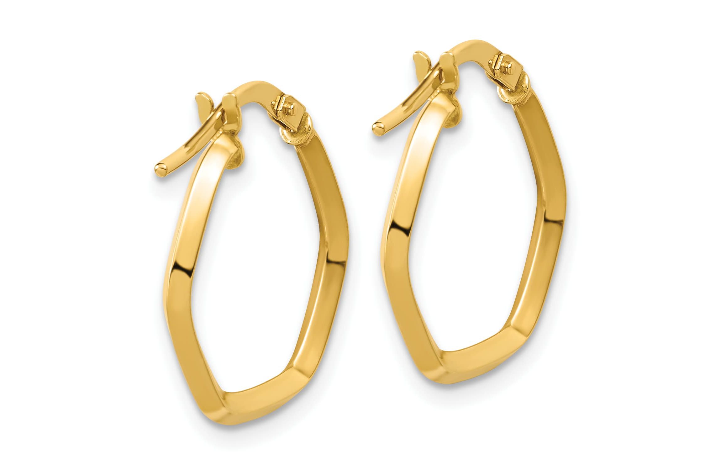 14K Yellow Gold Polished Geometric Hoop Earrings