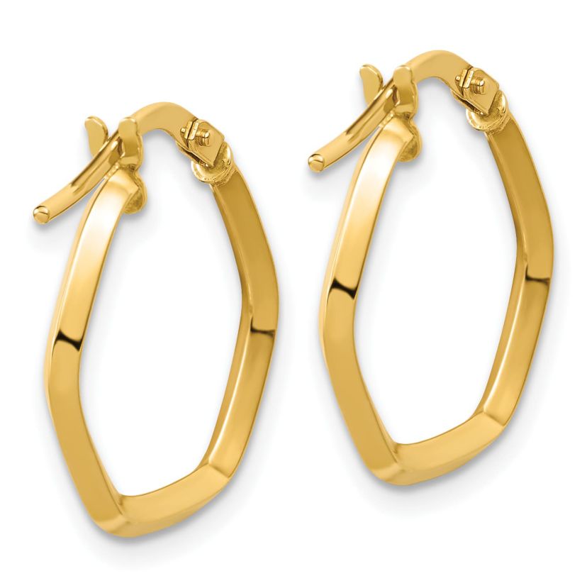 14K Yellow Gold Polished Geometric Hoop Earrings