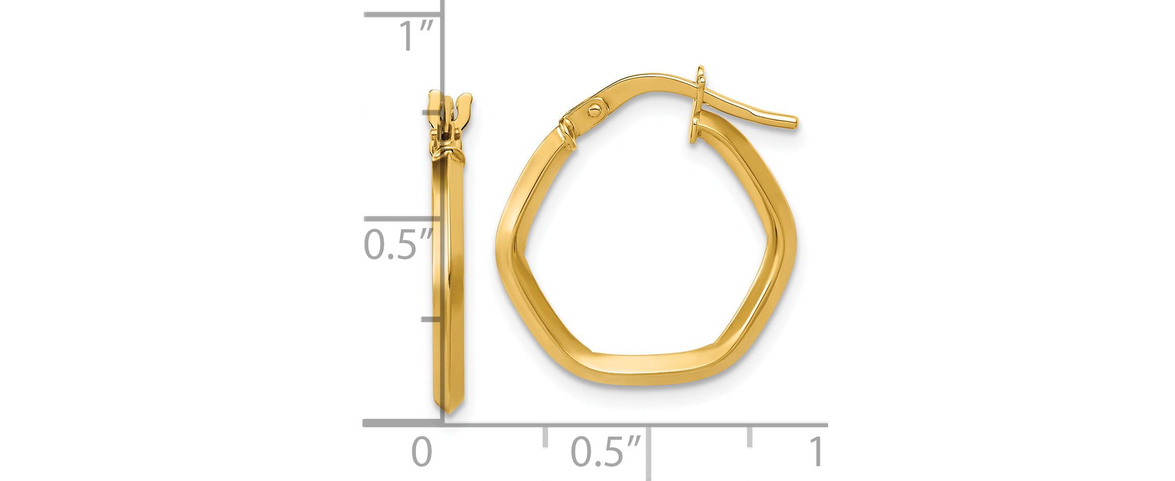 14K Yellow Gold Polished Geometric Hoop Earrings