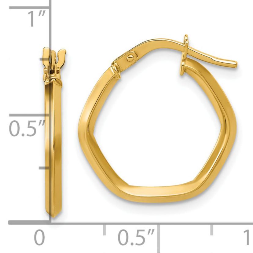 14K Yellow Gold Polished Geometric Hoop Earrings