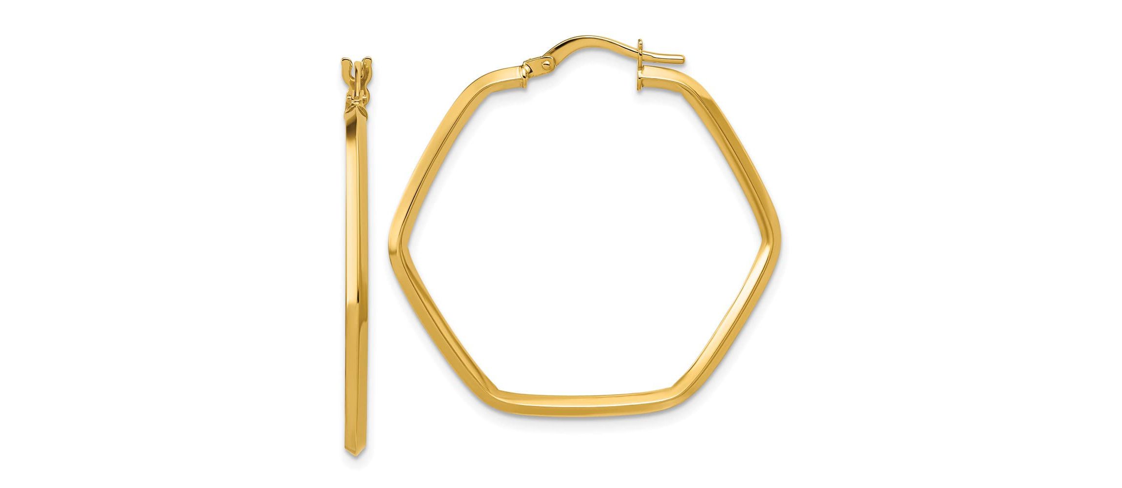 14K Yellow Gold Polished Geometric Hoop Earrings