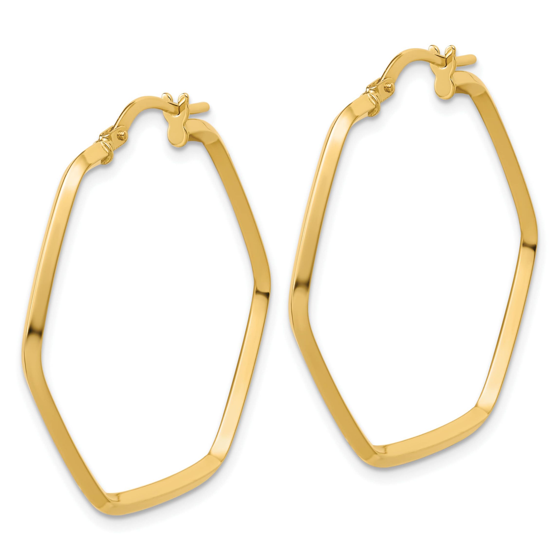 14K Yellow Gold Polished Geometric Hoop Earrings