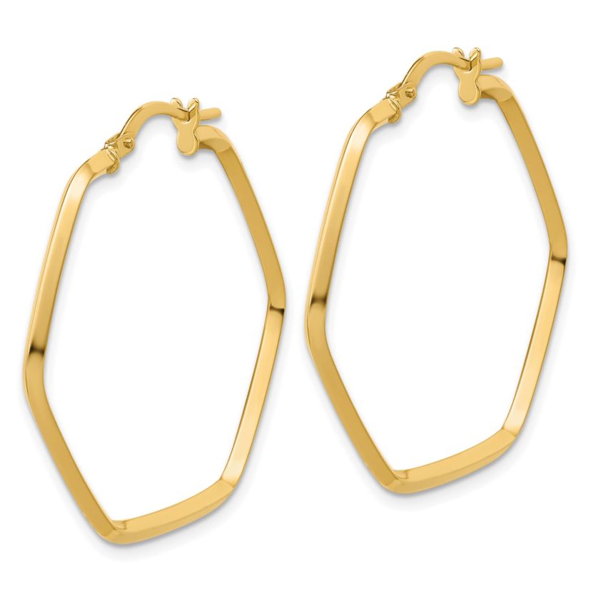 14K Yellow Gold Polished Geometric Hoop Earrings