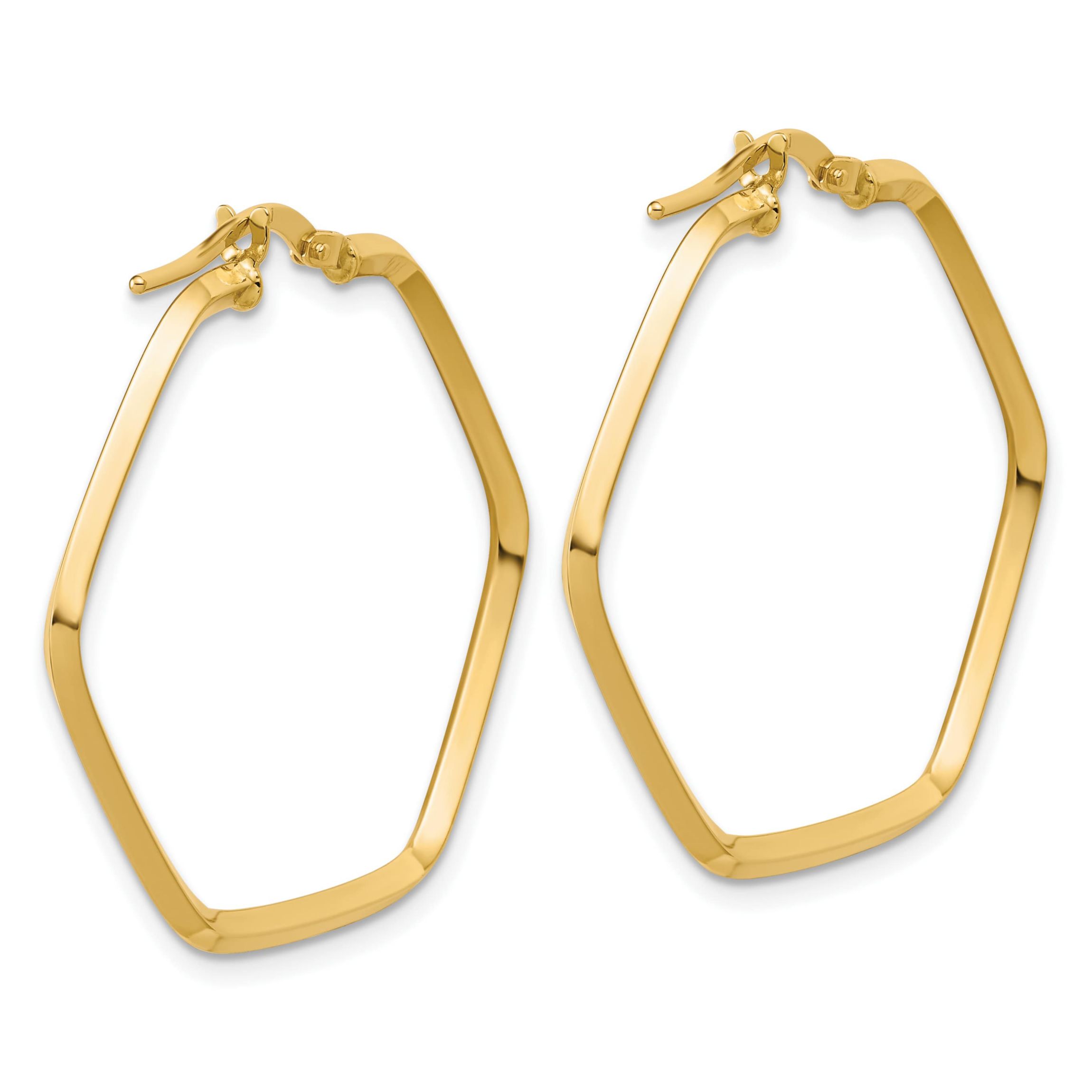 14K Yellow Gold Polished Geometric Hoop Earrings