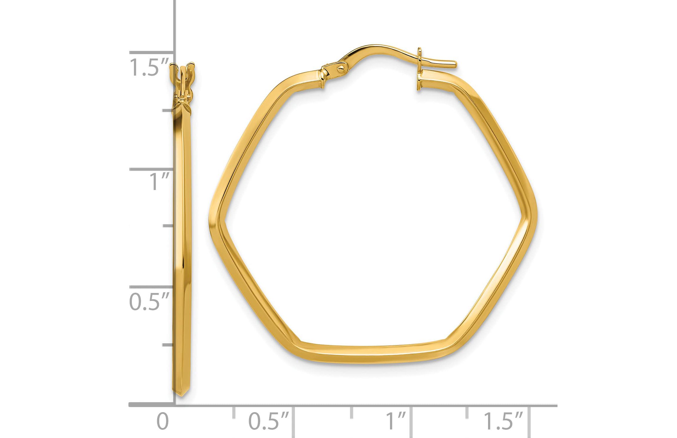 14K Yellow Gold Polished Geometric Hoop Earrings