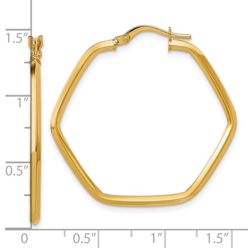 14K Yellow Gold Polished Geometric Hoop Earrings