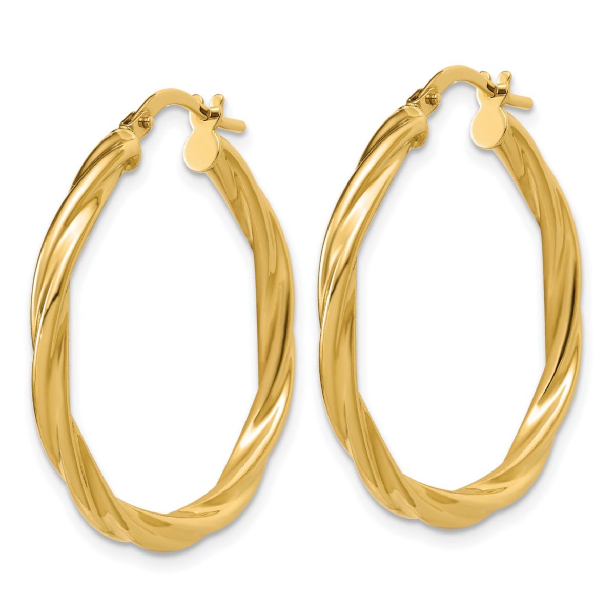 14K Yellow Gold Polished Twisted Round Hoop Earrings