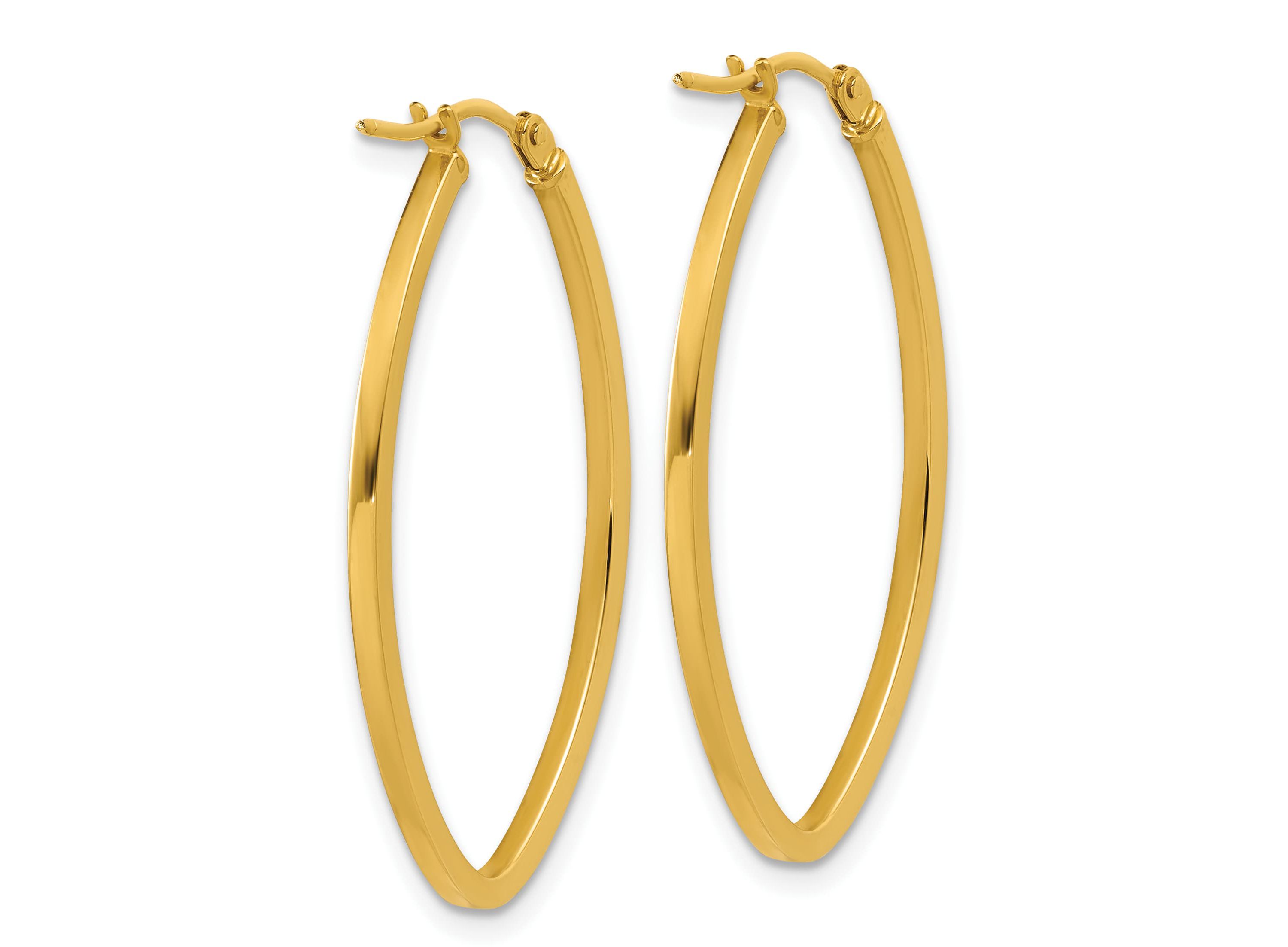 14K Yellow Gold Polished Oval Hoop Earrings