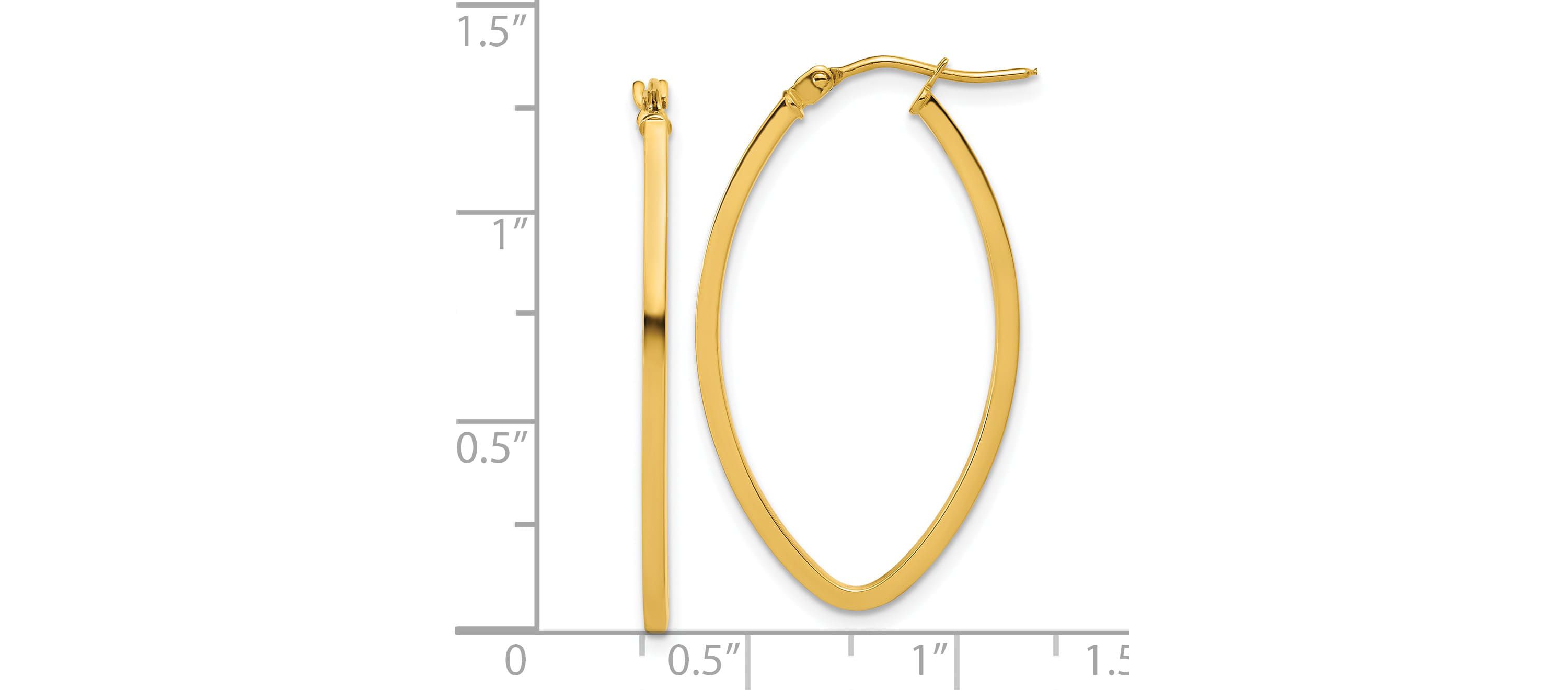 14K Yellow Gold Polished Oval Hoop Earrings