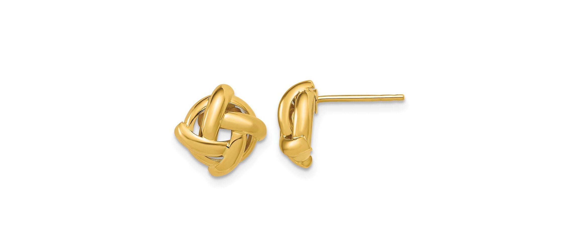 14K Yellow Gold Polished Square Knot Post Earrings