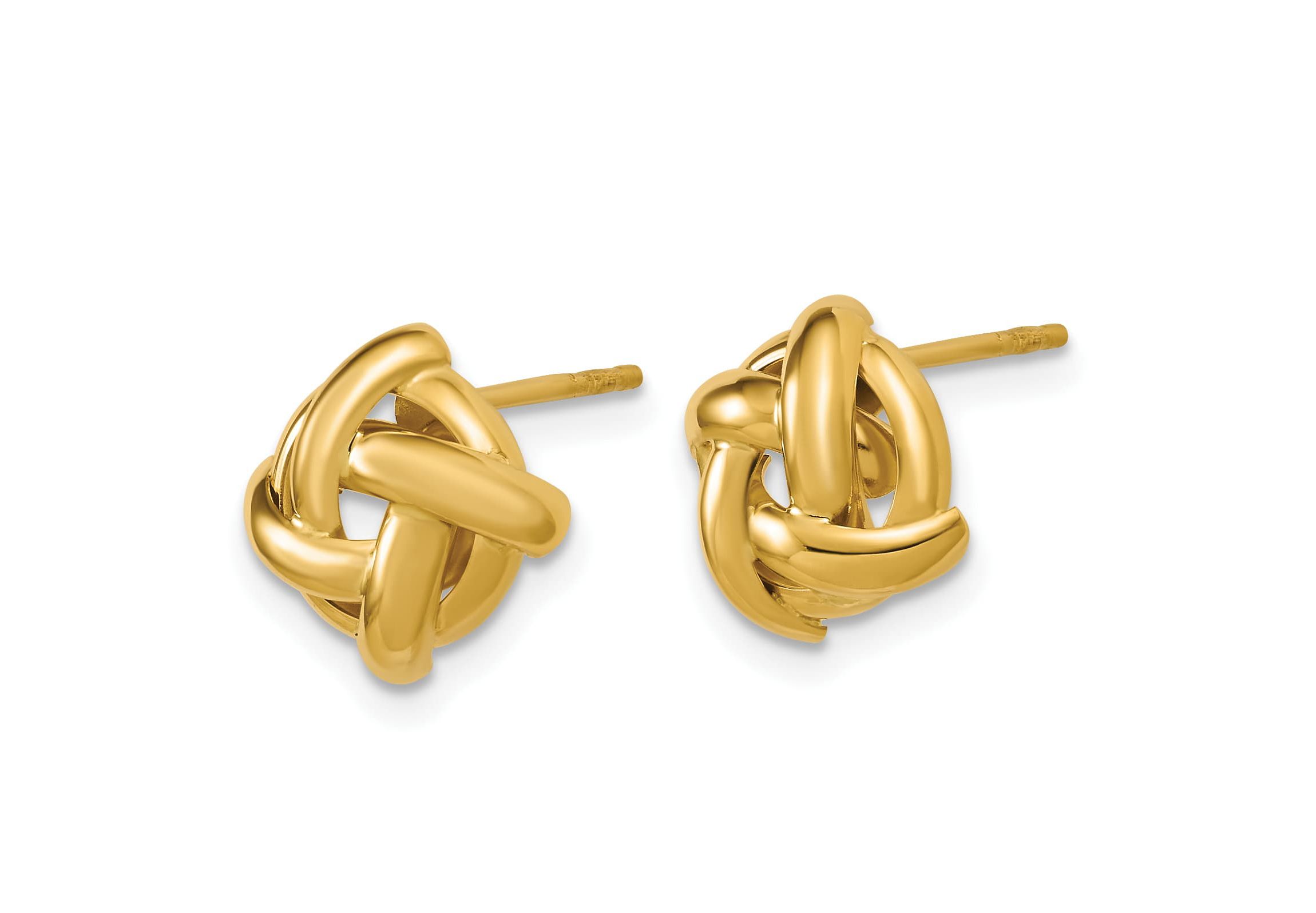 14K Yellow Gold Polished Square Knot Post Earrings