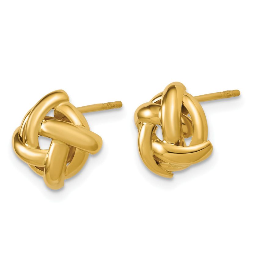 14K Yellow Gold Polished Square Knot Post Earrings