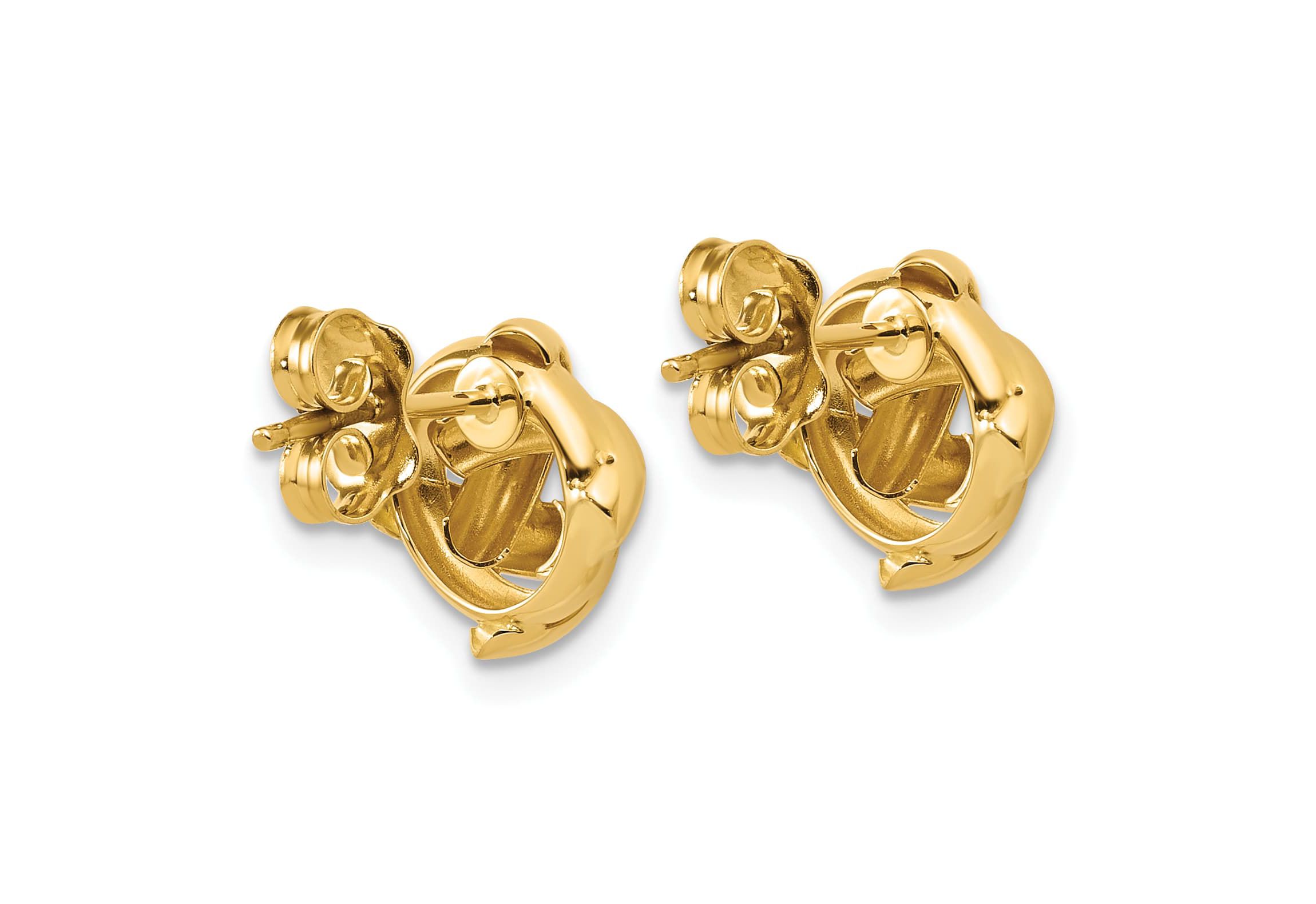 14K Yellow Gold Polished Square Knot Post Earrings