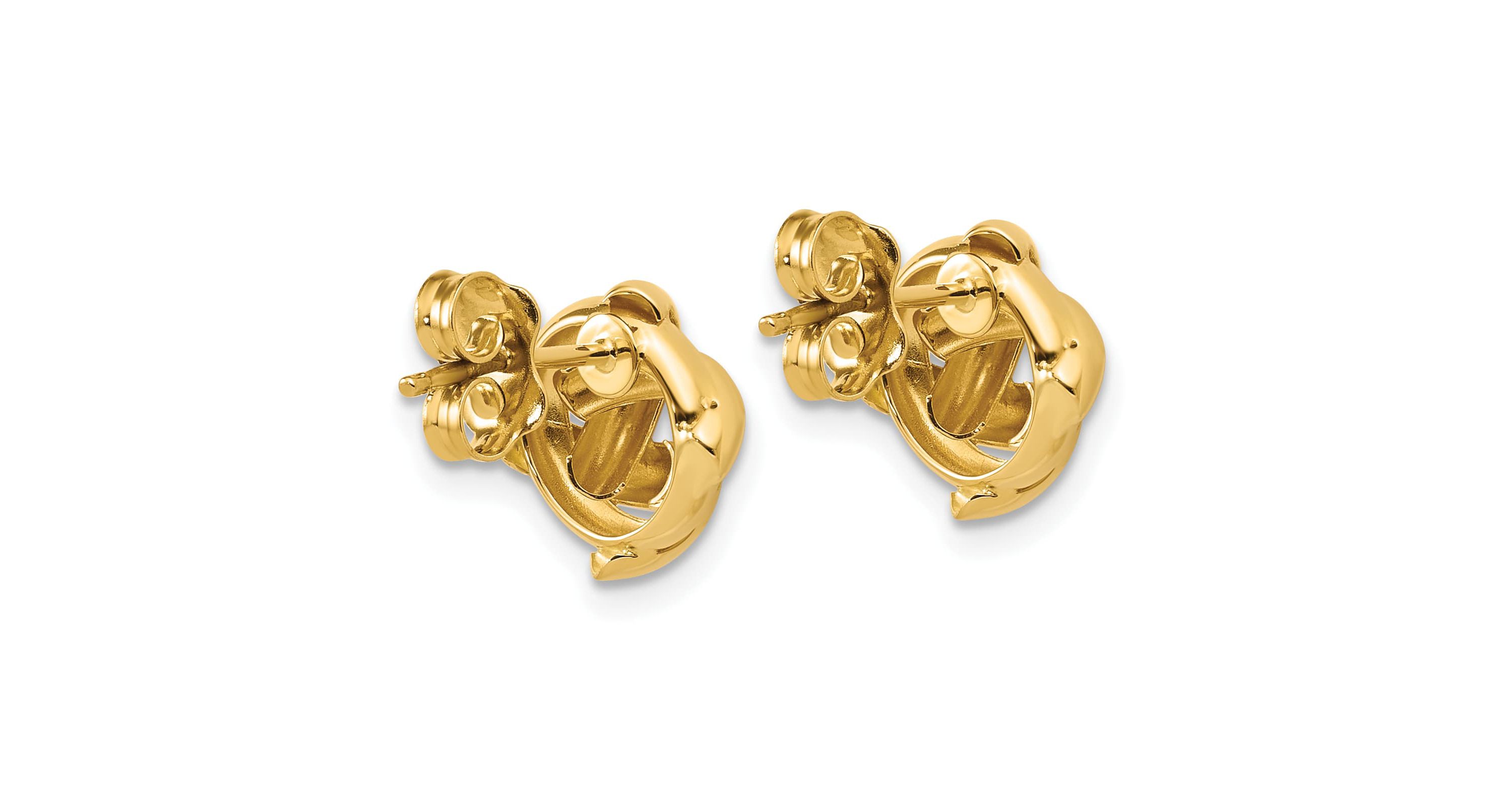 14K Yellow Gold Polished Square Knot Post Earrings