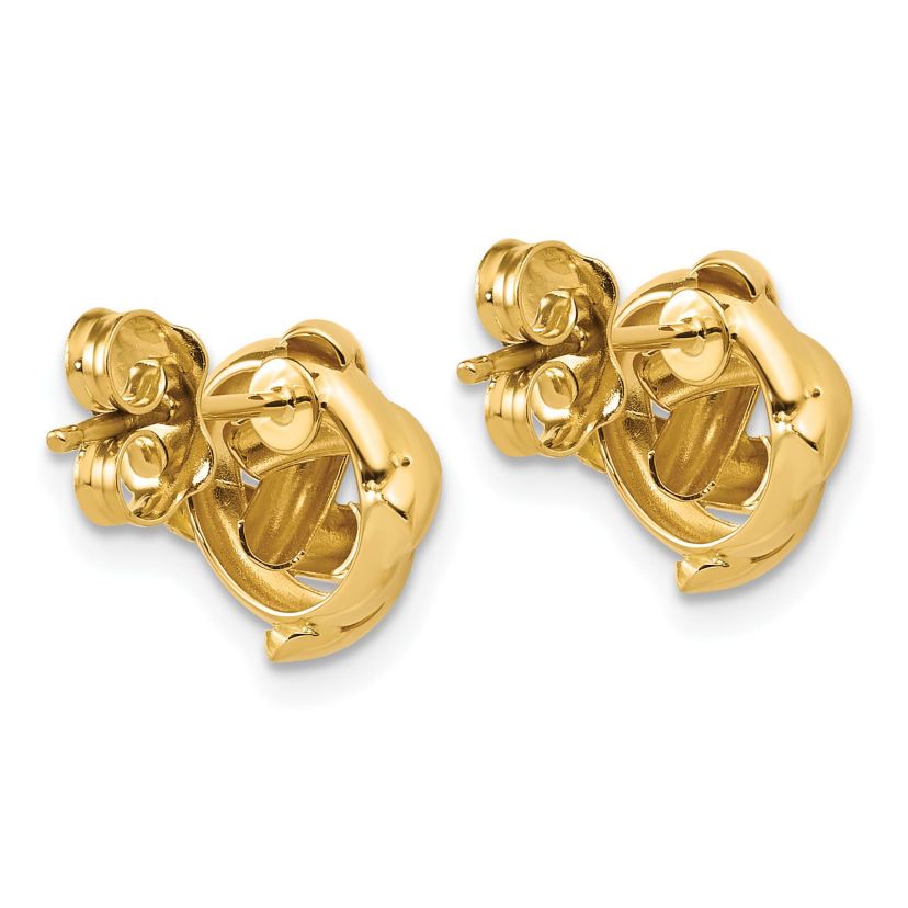 14K Yellow Gold Polished Square Knot Post Earrings