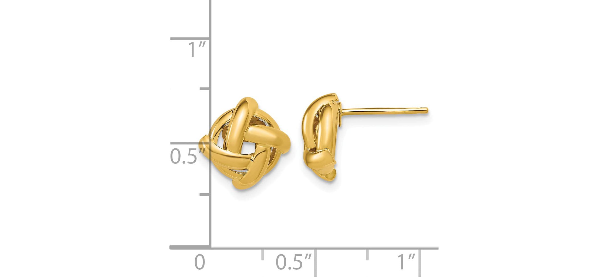 14K Yellow Gold Polished Square Knot Post Earrings