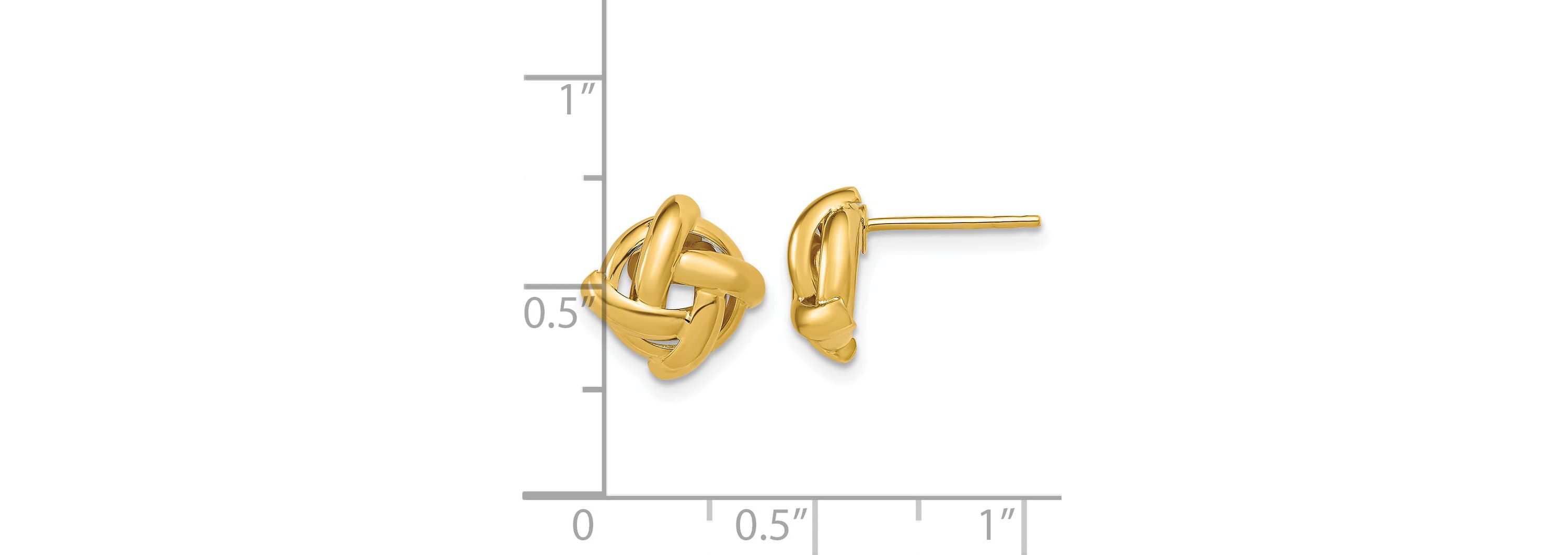 14K Yellow Gold Polished Square Knot Post Earrings