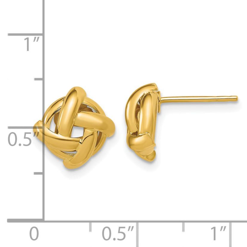 14K Yellow Gold Polished Square Knot Post Earrings