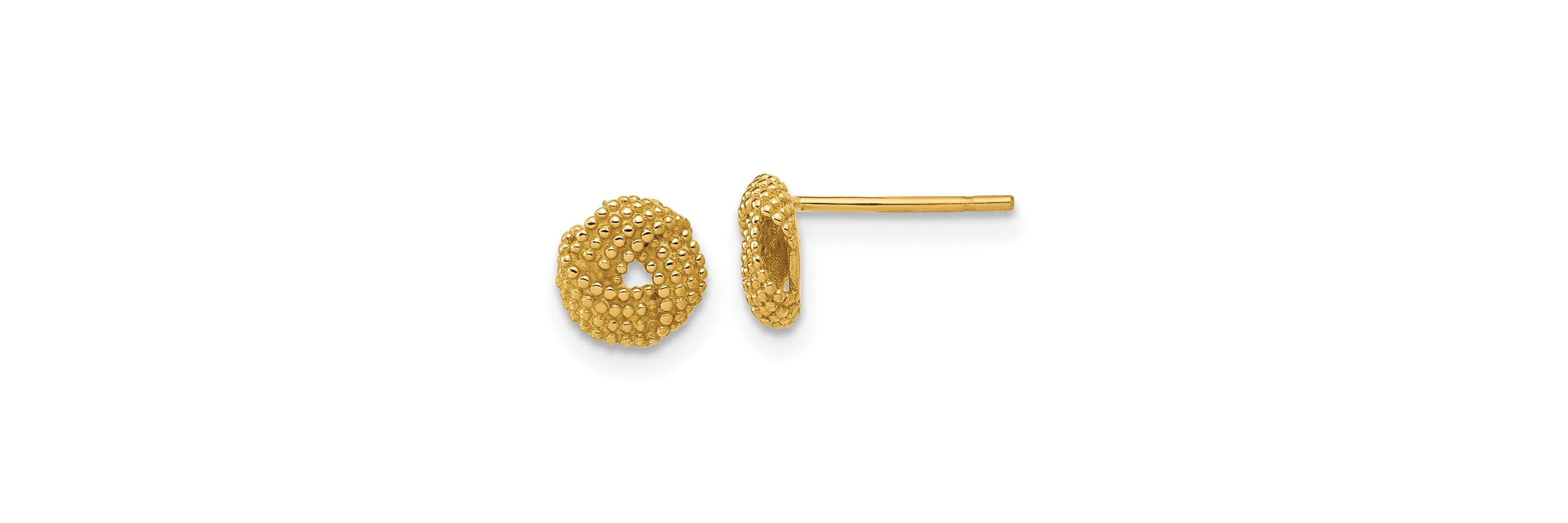 14K Yellow Gold Polished Textured Love Knot Post Earrings
