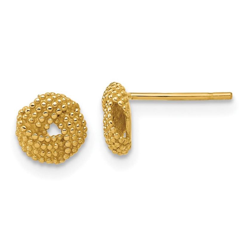 14K Yellow Gold Polished Textured Love Knot Post Earrings