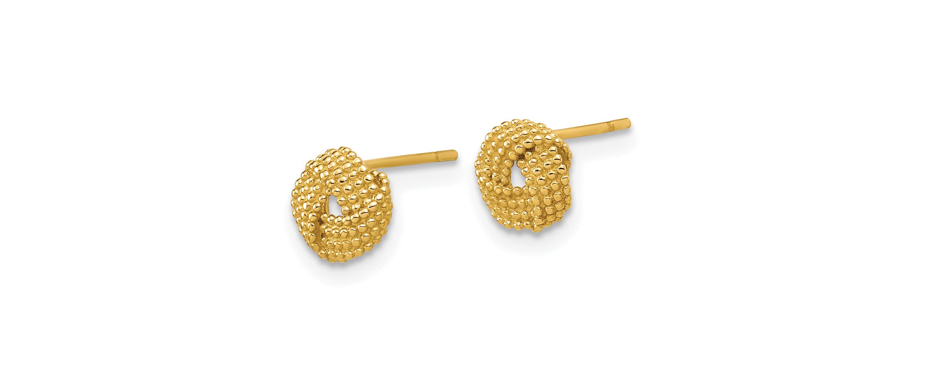 14K Yellow Gold Polished Textured Love Knot Post Earrings
