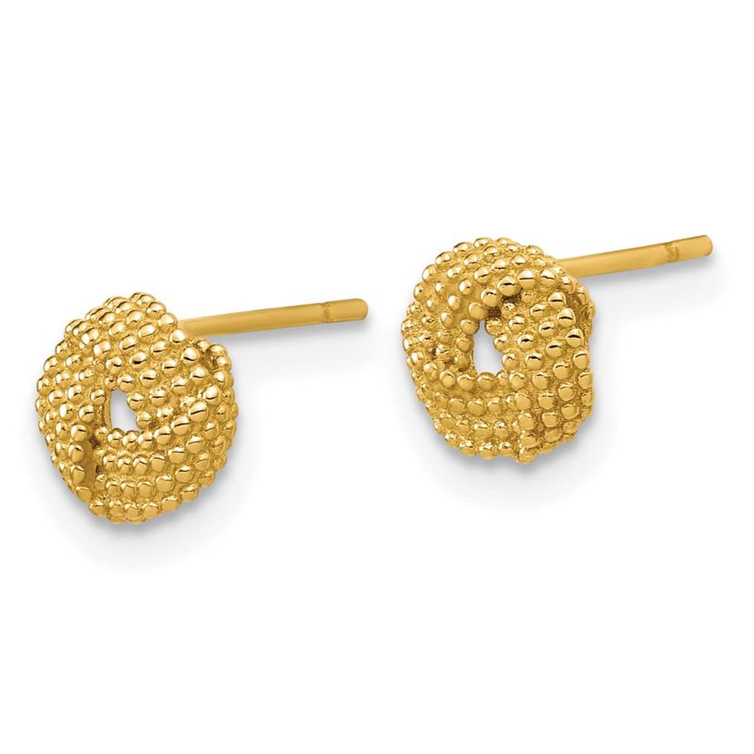 14K Yellow Gold Polished Textured Love Knot Post Earrings