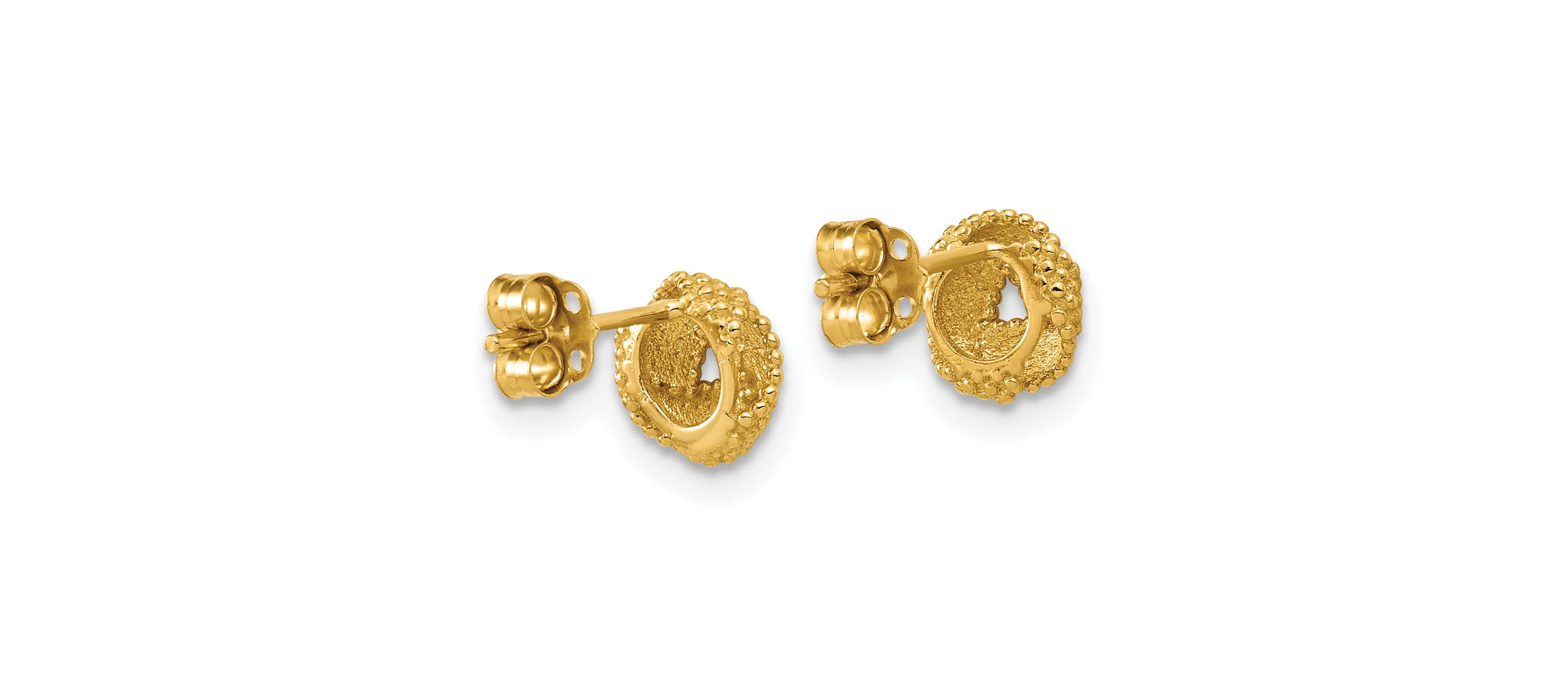 14K Yellow Gold Polished Textured Love Knot Post Earrings