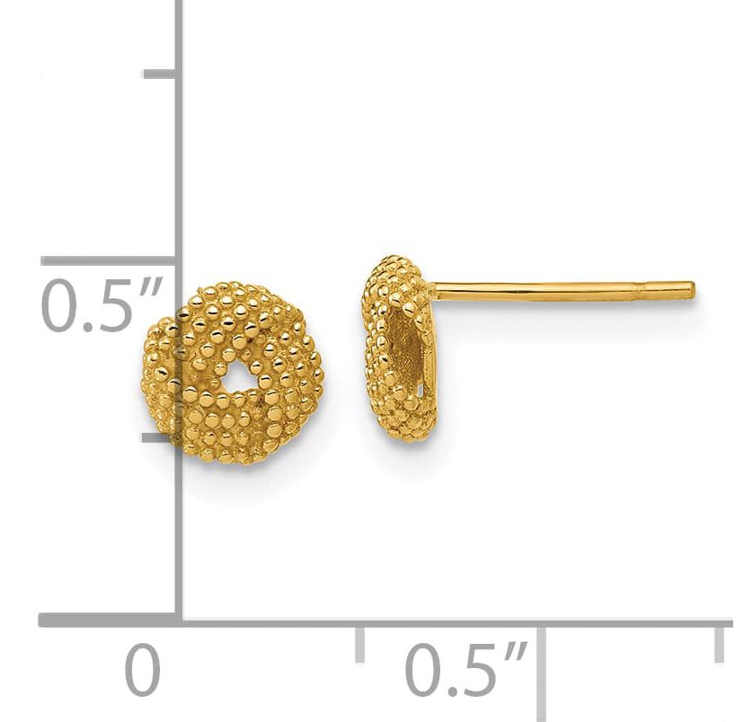 14K Yellow Gold Polished Textured Love Knot Post Earrings
