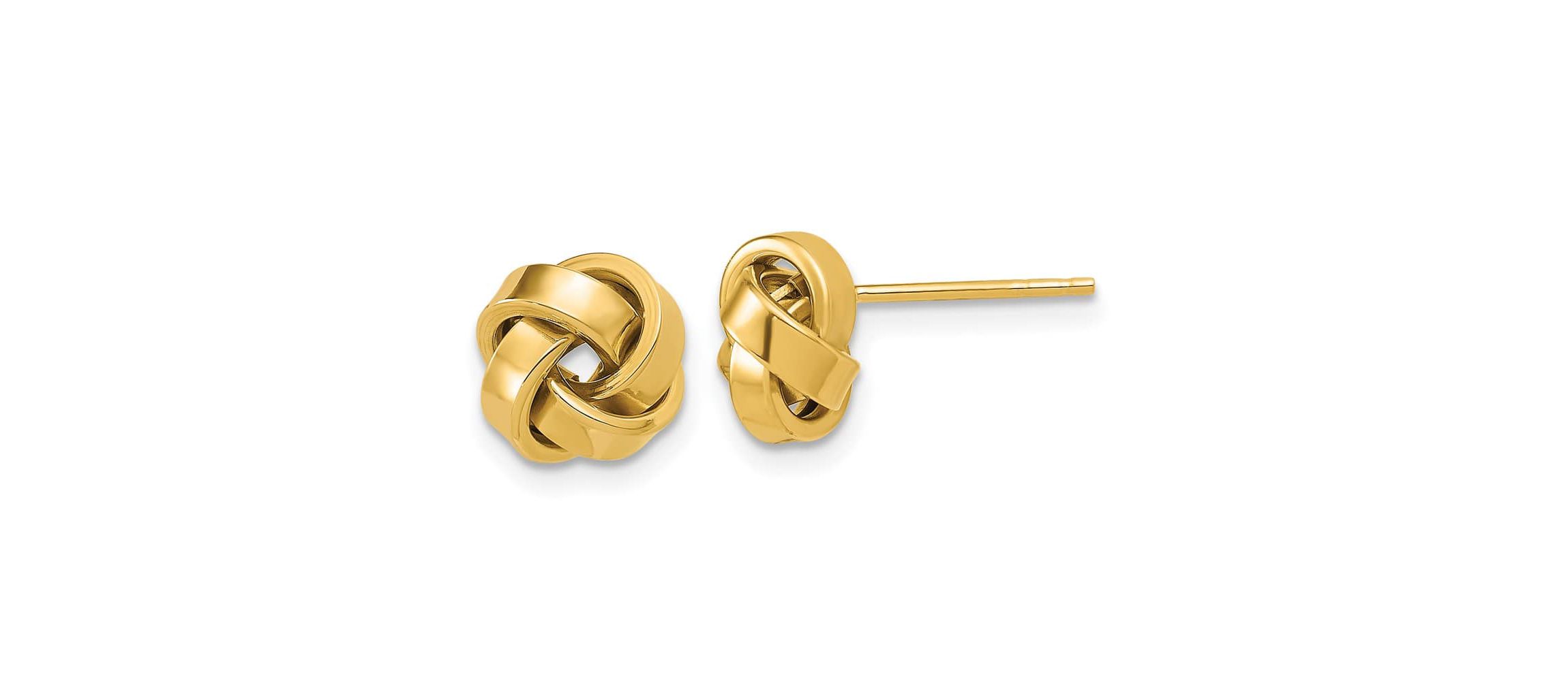 14K Yellow Gold Polished Love Knot Post Earrings