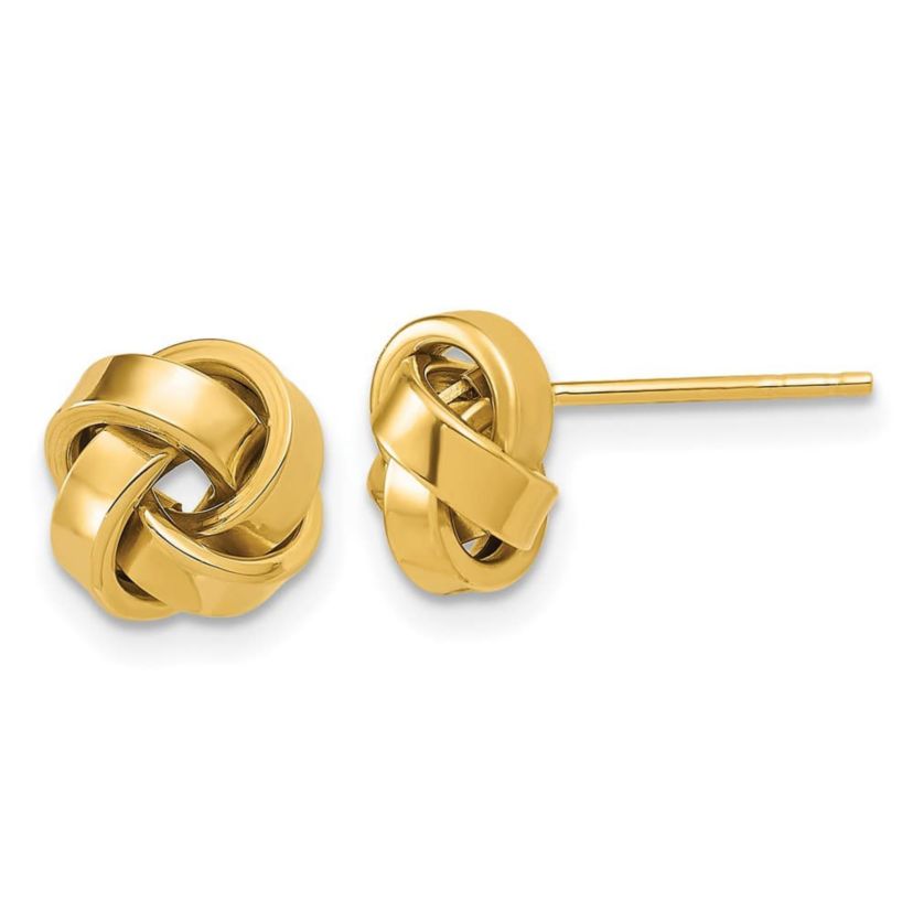 14K Yellow Gold Polished Love Knot Post Earrings