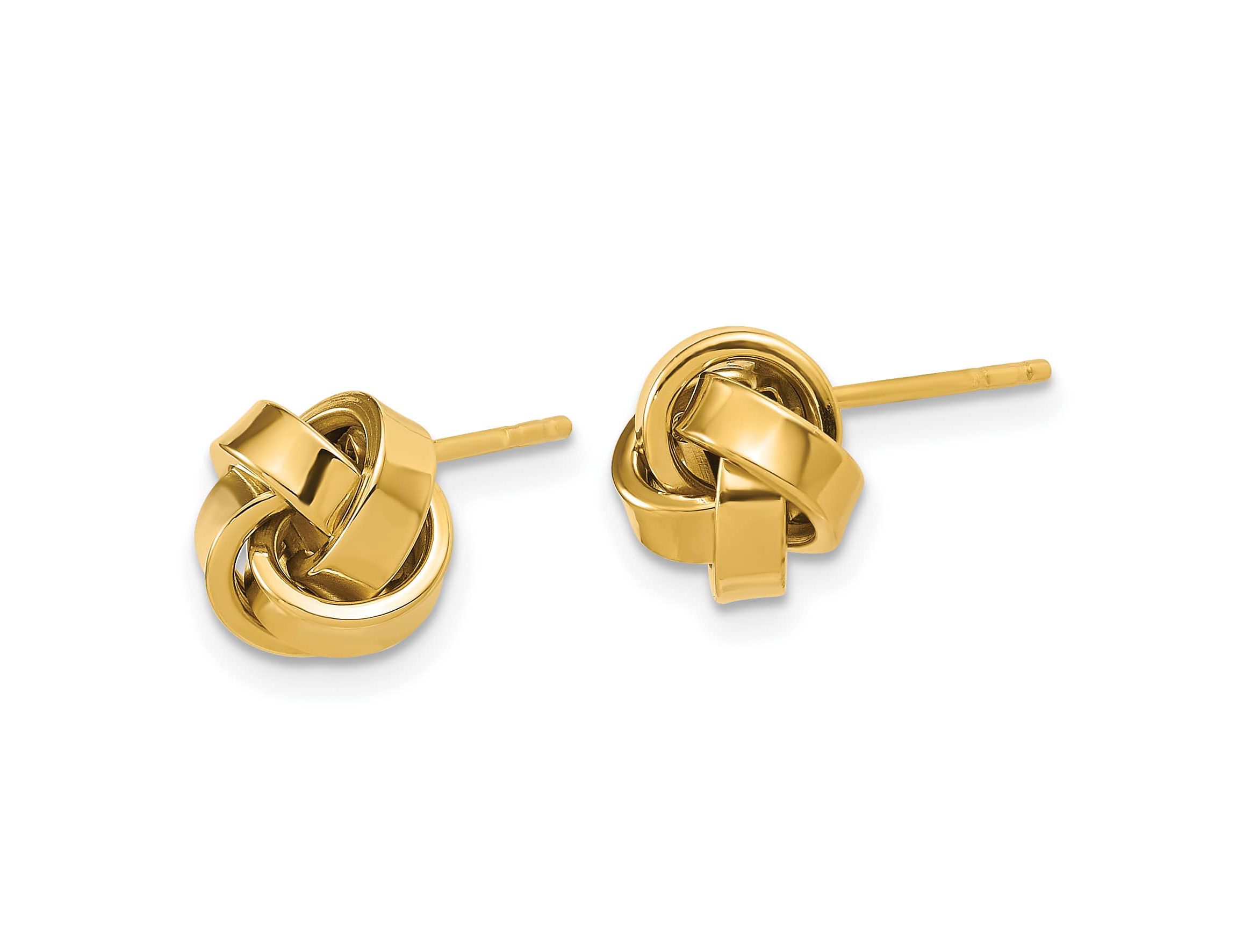 14K Yellow Gold Polished Love Knot Post Earrings