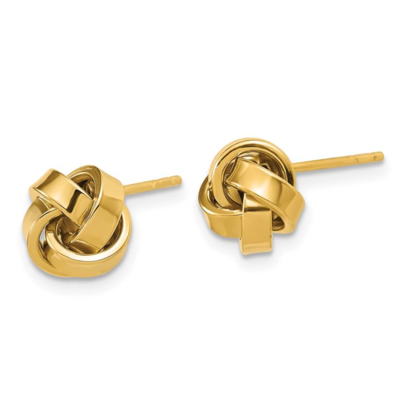 14K Yellow Gold Polished Love Knot Post Earrings
