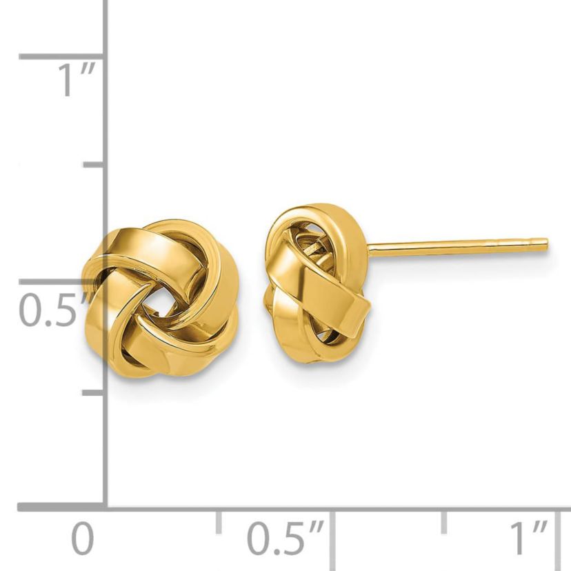 14K Yellow Gold Polished Love Knot Post Earrings