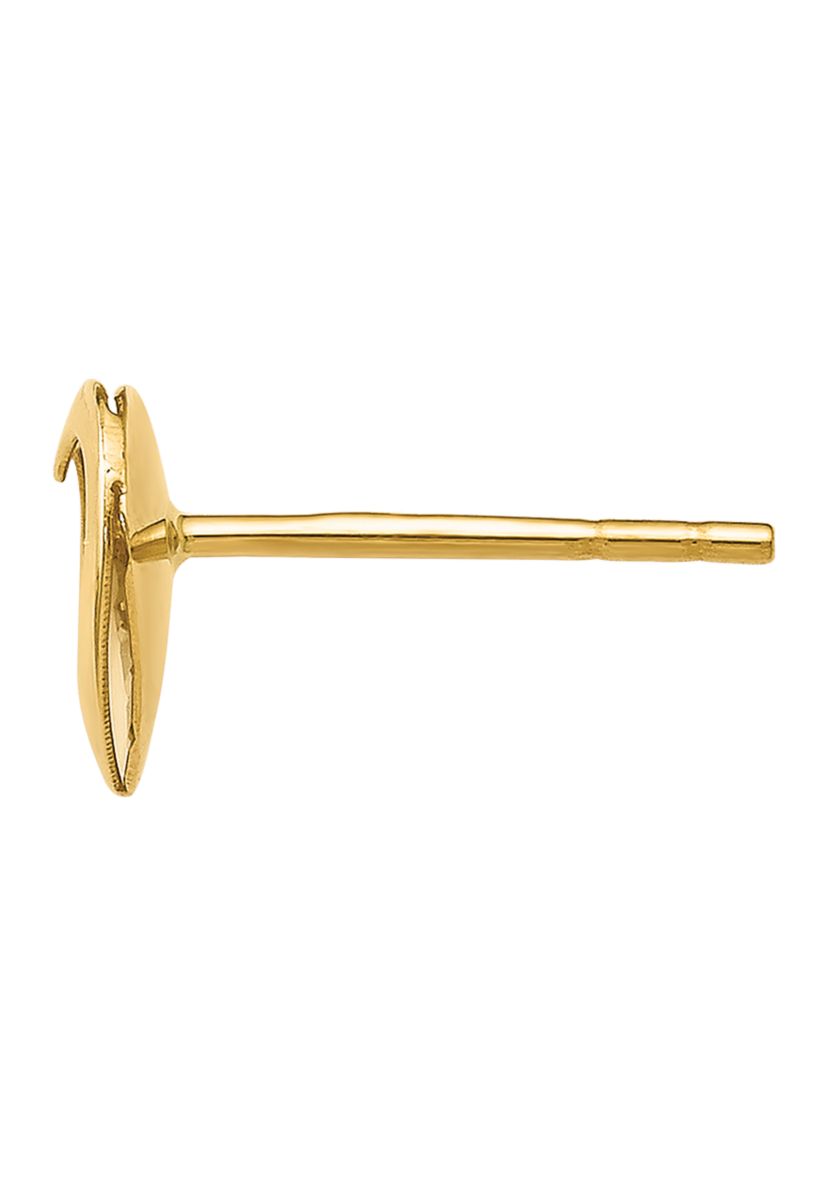 14K Yellow Gold with White Rhodium Polished and Diamond Cut Heart Post Earrings