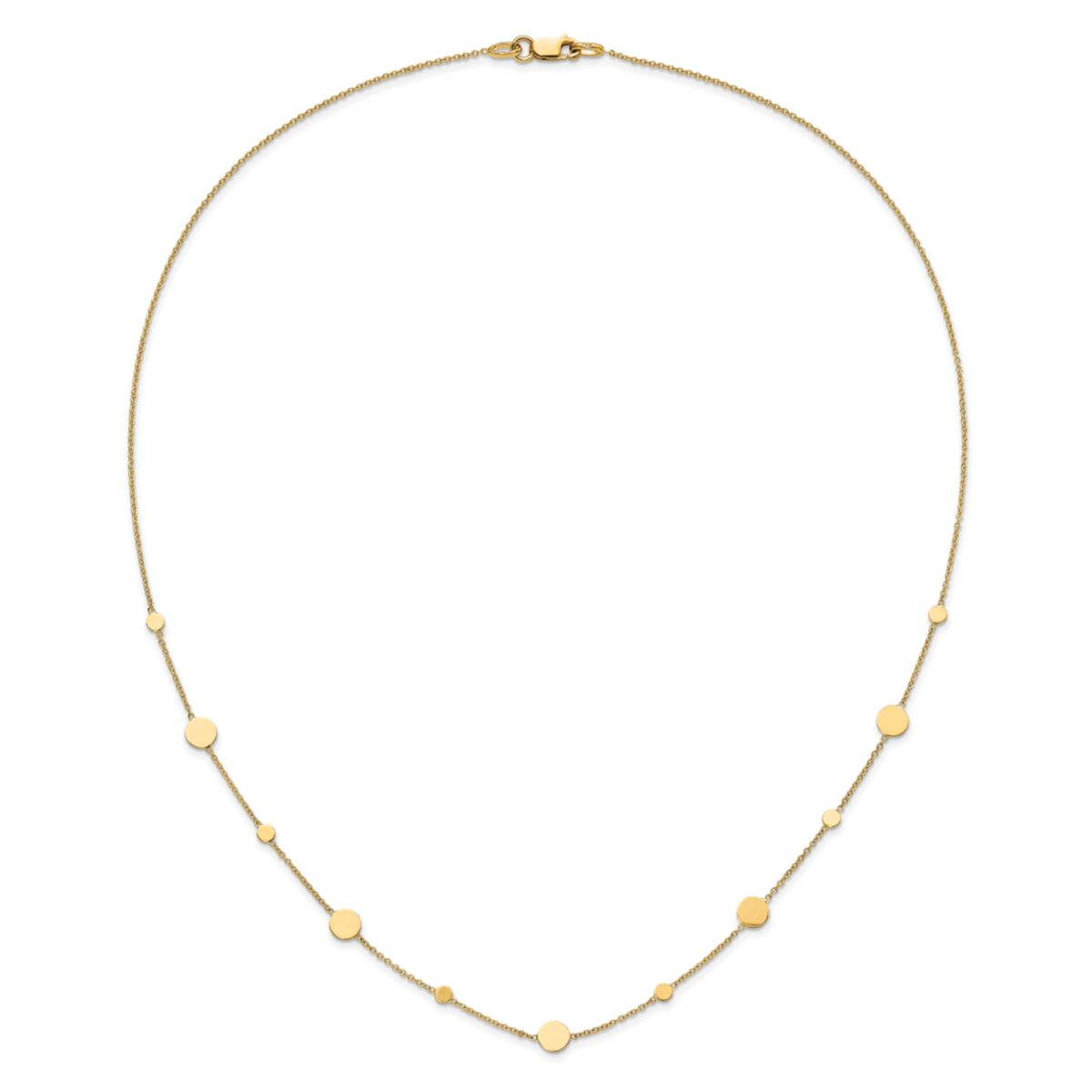 14K Yellow Gold Polished Disc Necklace
