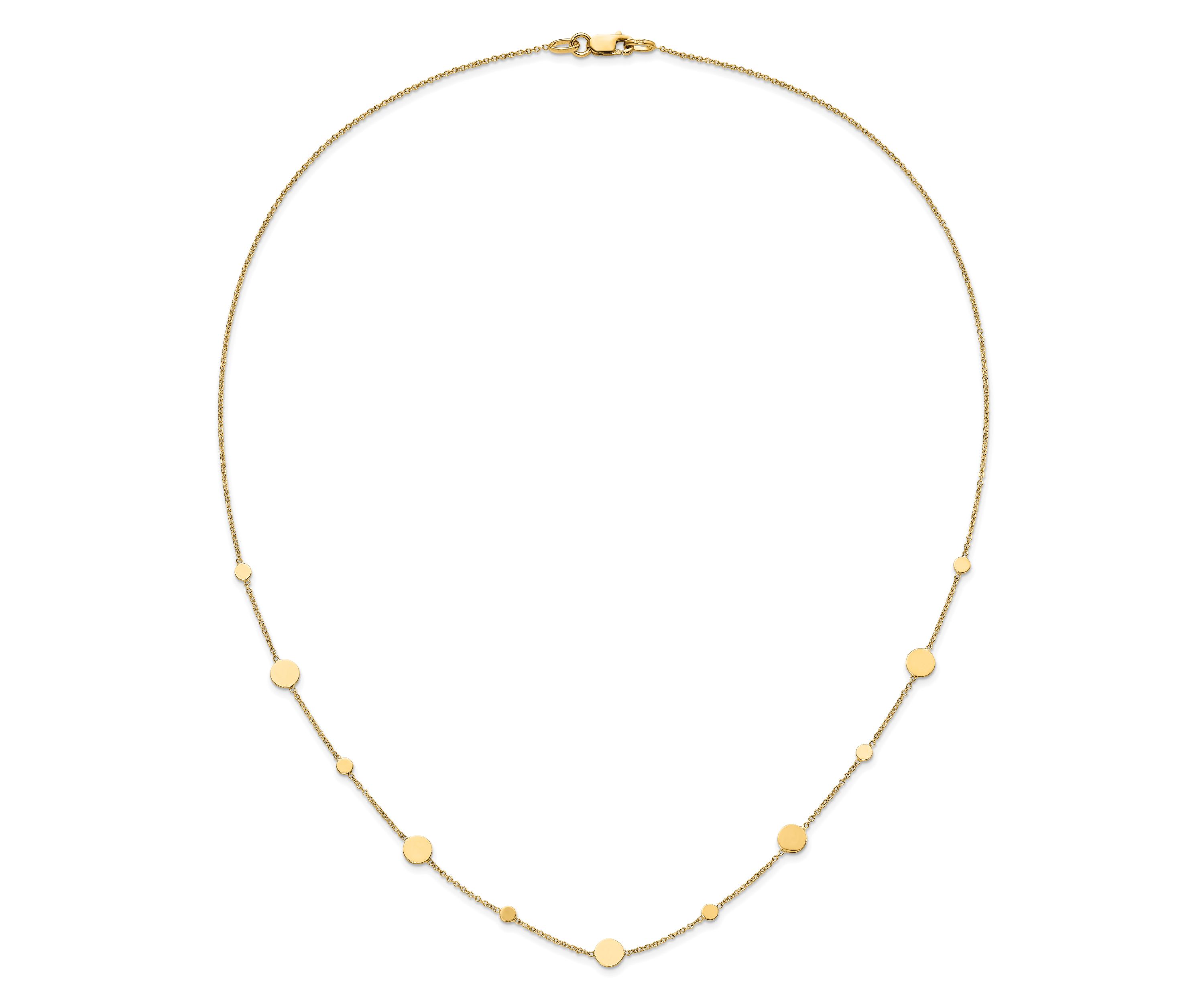 14K Yellow Gold Polished Disc Necklace