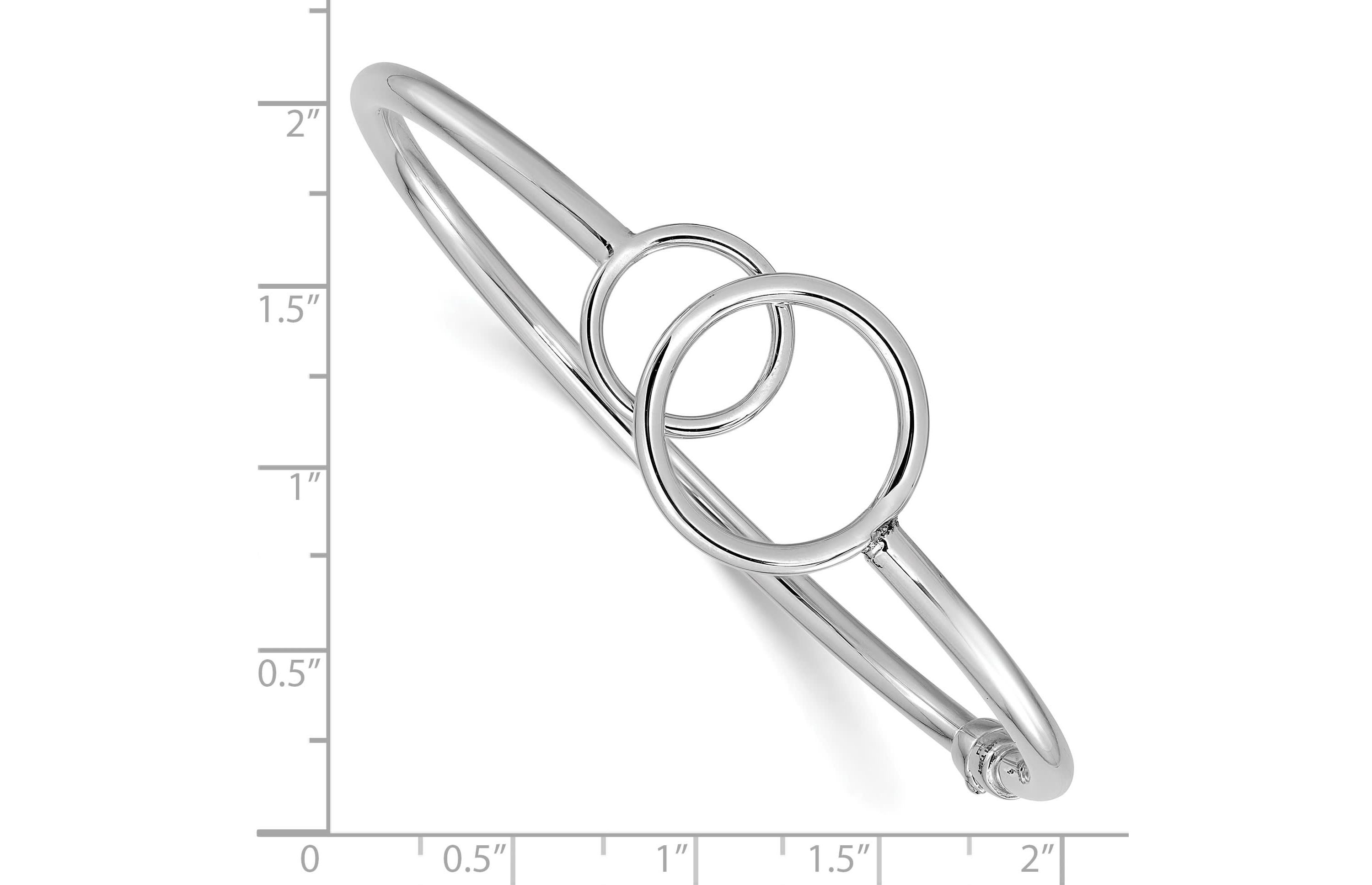 14K White Gold Polished Double Circled Hinged Bangle