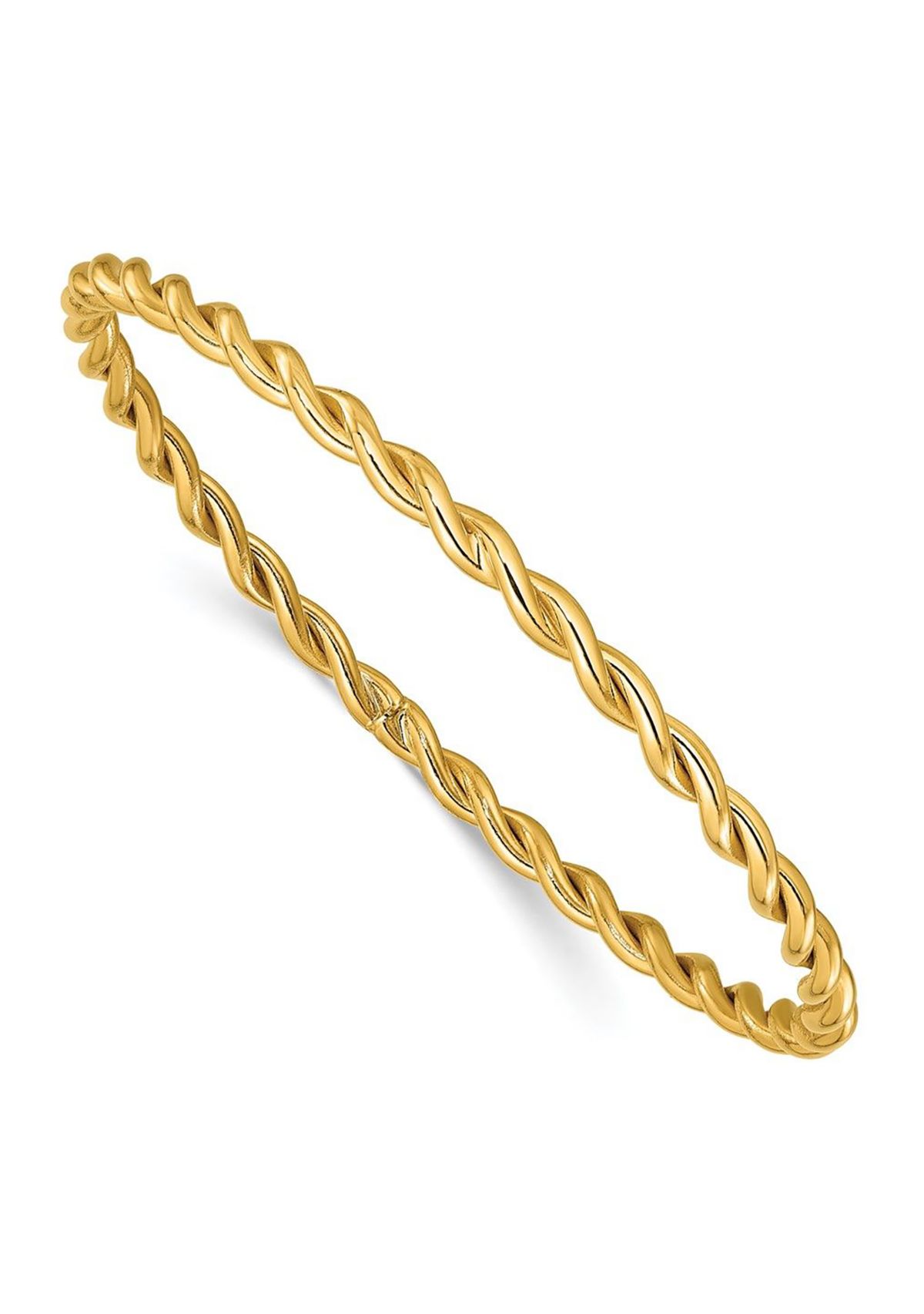 14K Yellow Gold Polished Twist Slip-On Bangle