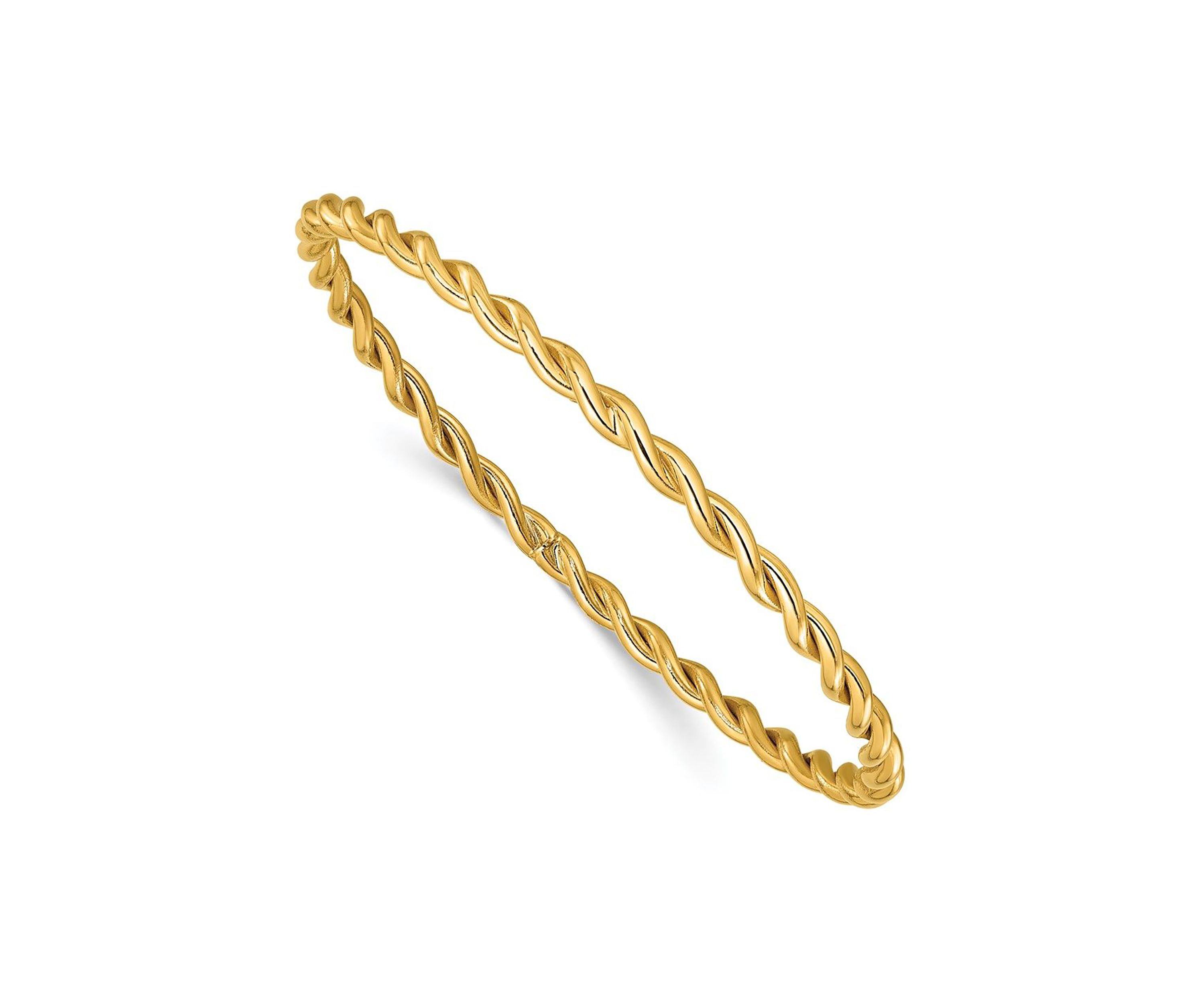 14K Yellow Gold Polished Twist Slip-On Bangle