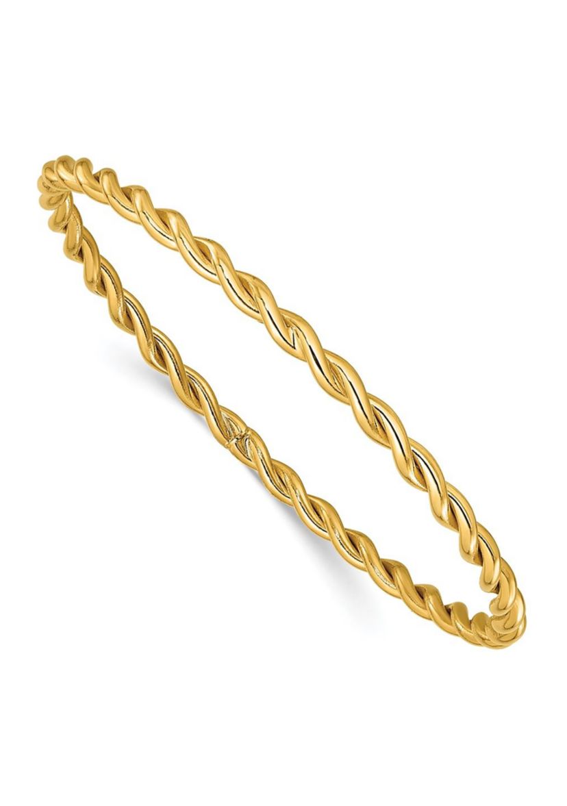 14K Yellow Gold Polished Twist Slip-On Bangle