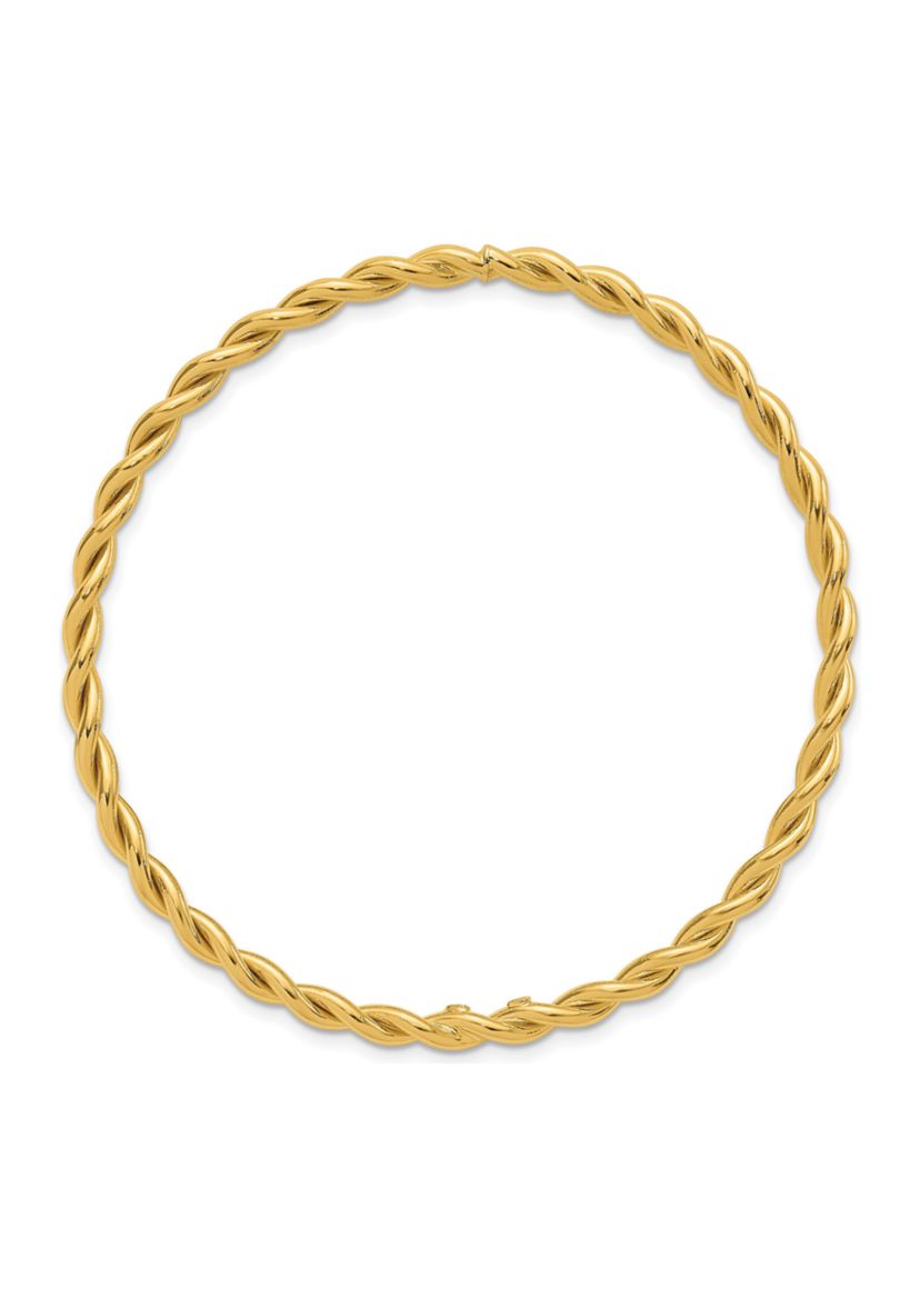 14K Yellow Gold Polished Twist Slip-On Bangle