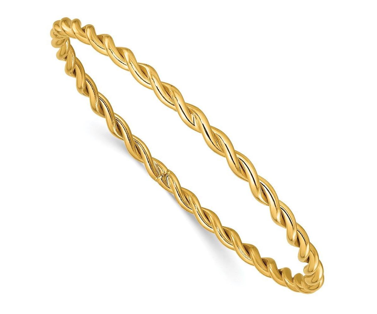14K Yellow Gold Polished Twist Slip-On Bangle