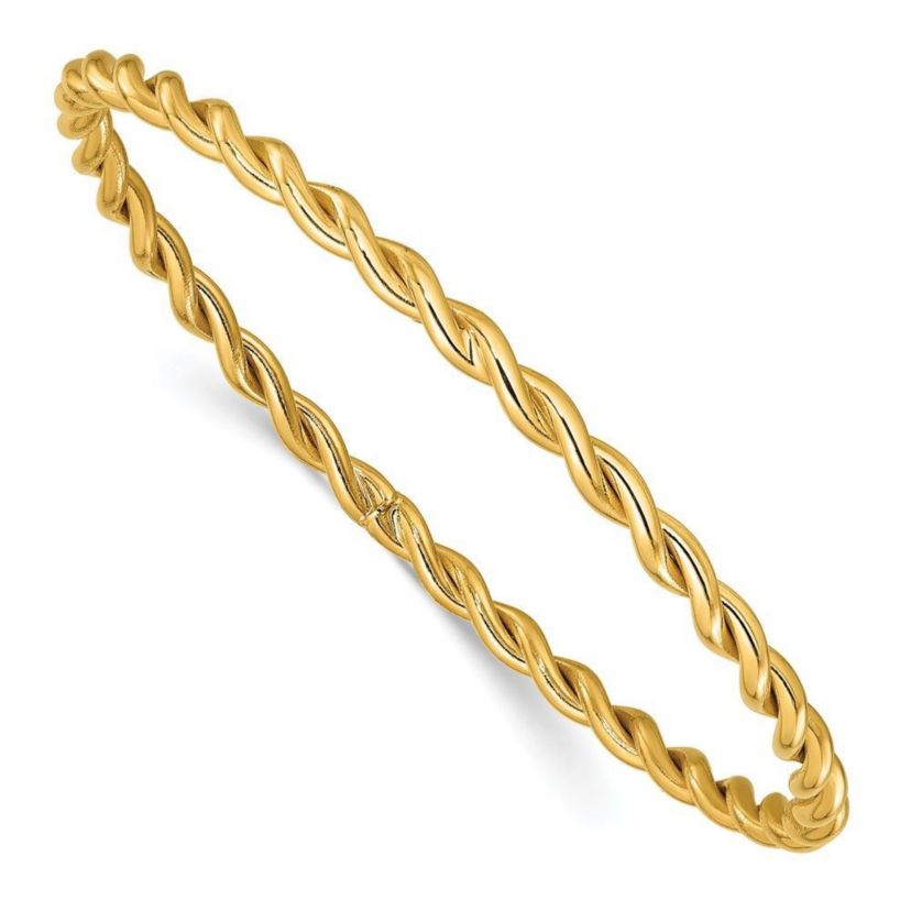 14K Yellow Gold Polished Twist Slip-On Bangle