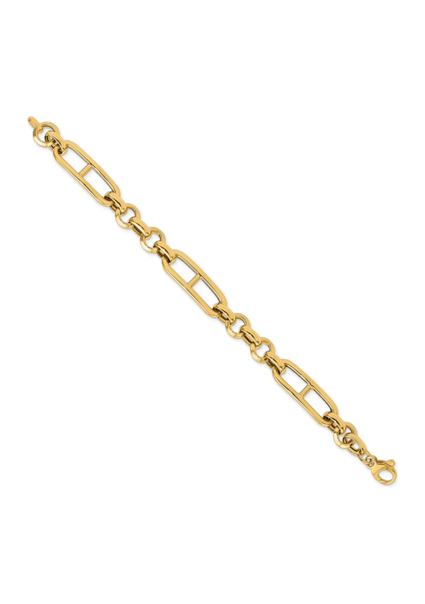 14K Yellow Gold Polished Fancy Link Bracelet