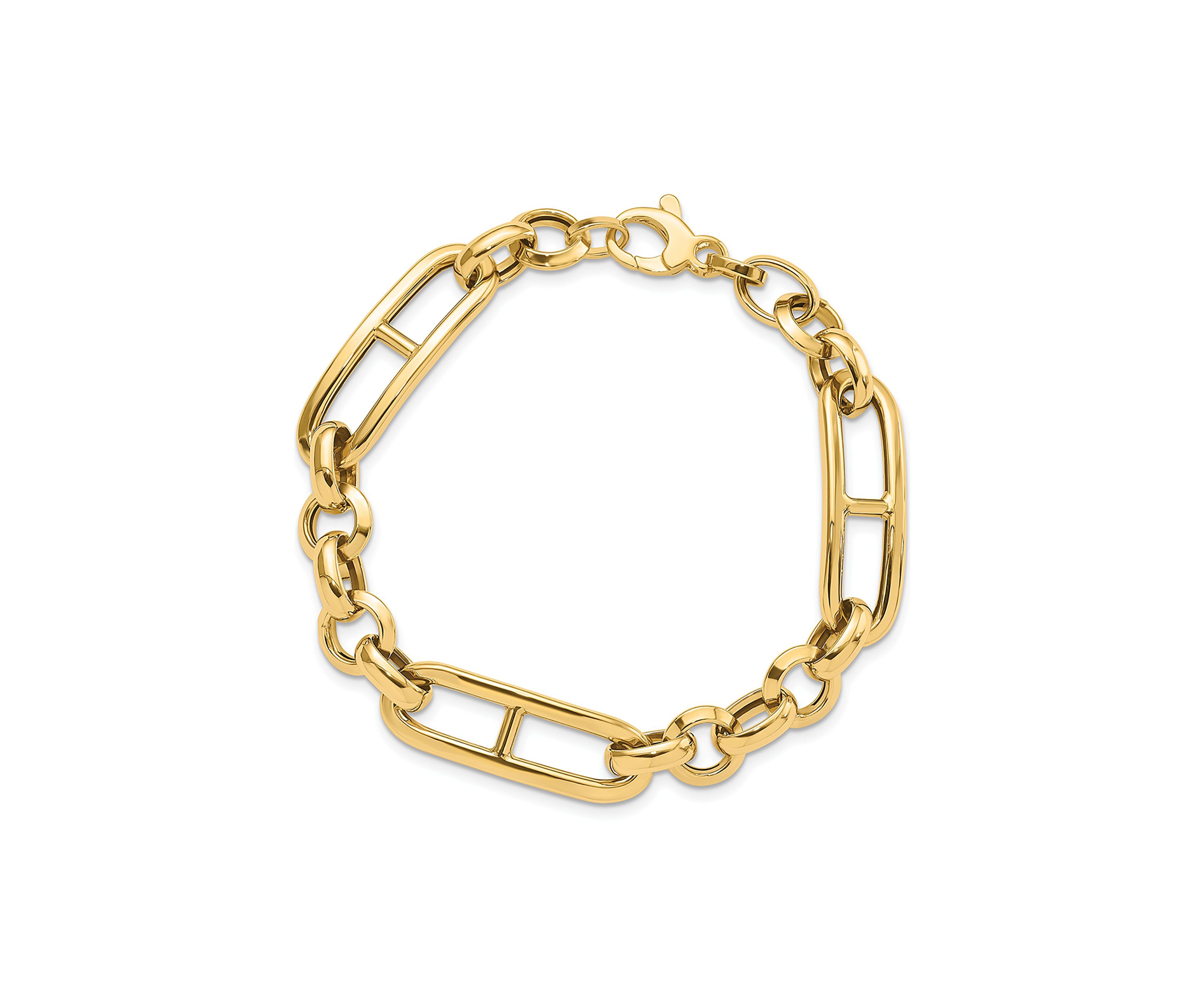 14K Yellow Gold Polished Fancy Link Bracelet