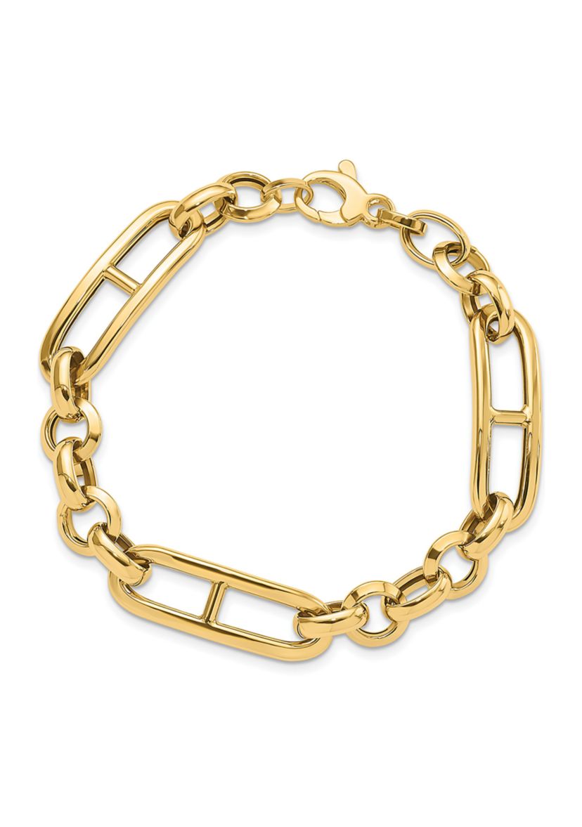 14K Yellow Gold Polished Fancy Link Bracelet